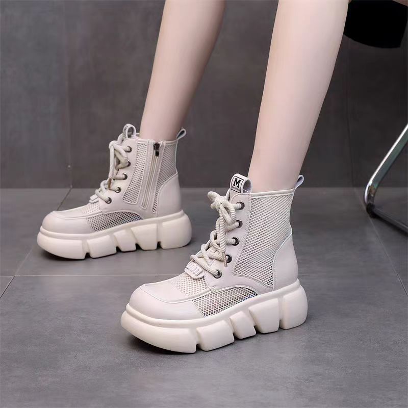 Women’s Sporty High-Top Sneakers with Breathable Mesh and Chunky Sole Mune Fashion