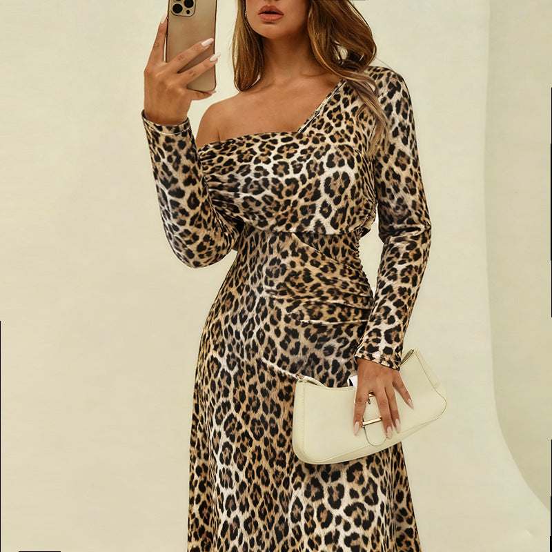 Women's One-Shoulder Maxi Dress with Asymmetrical Neckline, Fitted Bodice and Straight Skirt Mune Fashion
