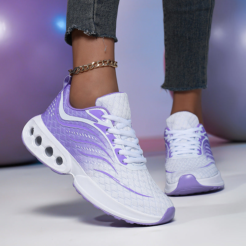 Ladies' nano sporty knitted running shoes with ventilated air chamber sole and ergonomic rolling sole Mune Fashion