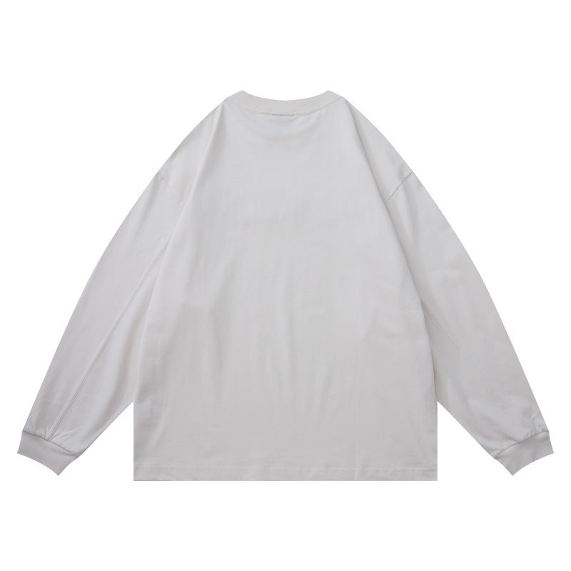 Unisex Oversize-Long Sleeve Shirt with Chenille Logo and Round Neck Mune Fashion