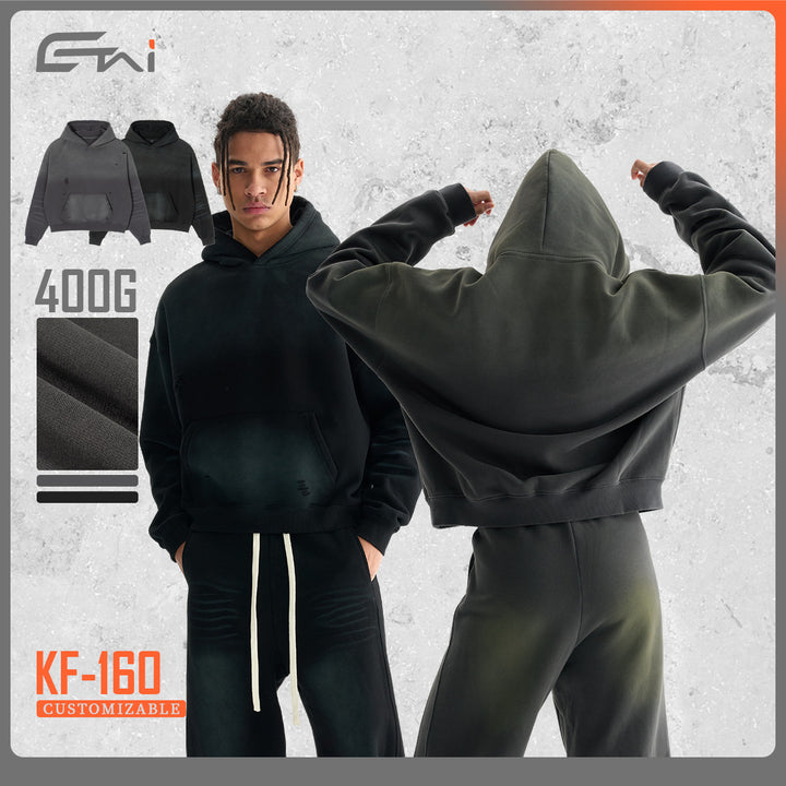 Men's Oversized Hoodie in Used Look with Kangaroo Pocket and Destroy Details Mune Fashion