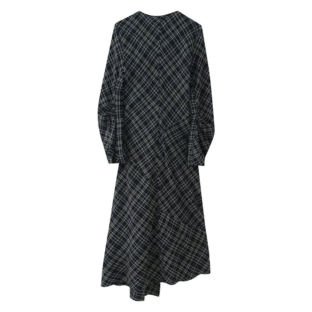 Women Midi Dress with Wrap Look, Side Gathering and Asymmetrical Hem Mune Fashion