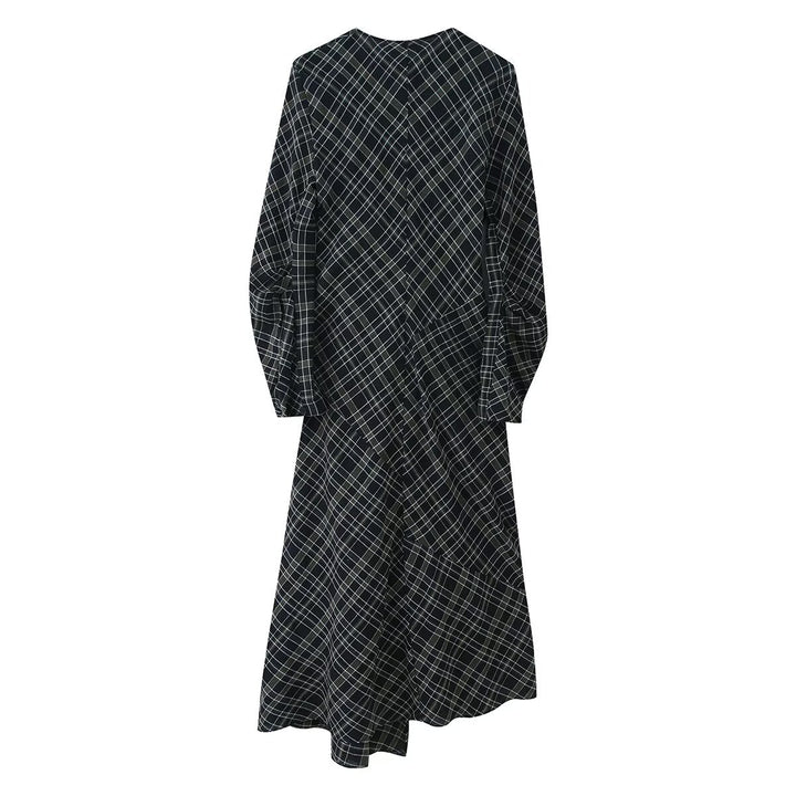 Women Midi Dress with Wrap Look, Side Gathering and Asymmetrical Hem Mune Fashion