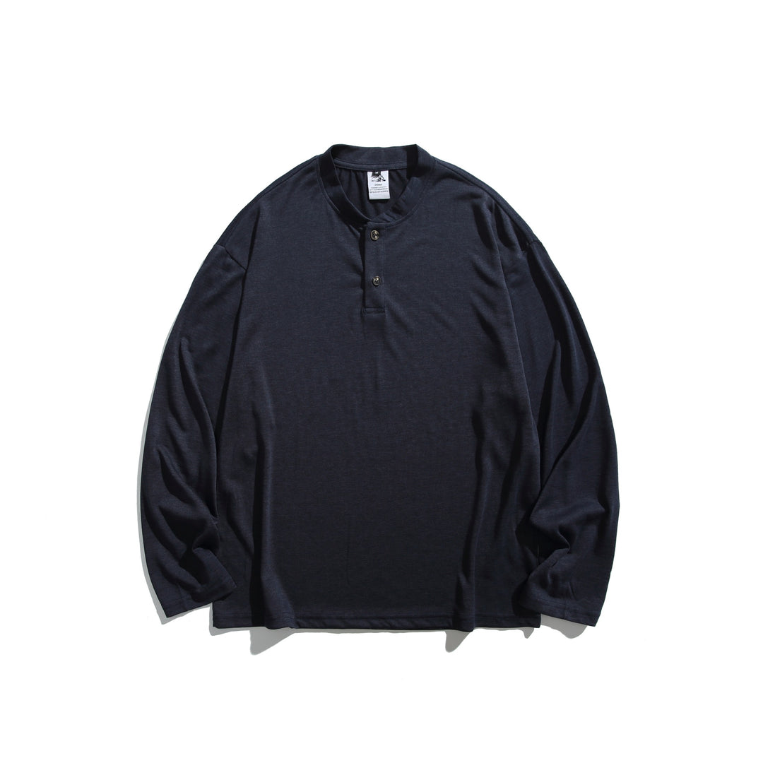 Unisex Long Sleeve Henley Shirt with Short Button Placket and Relaxed Fit Mune Fashion