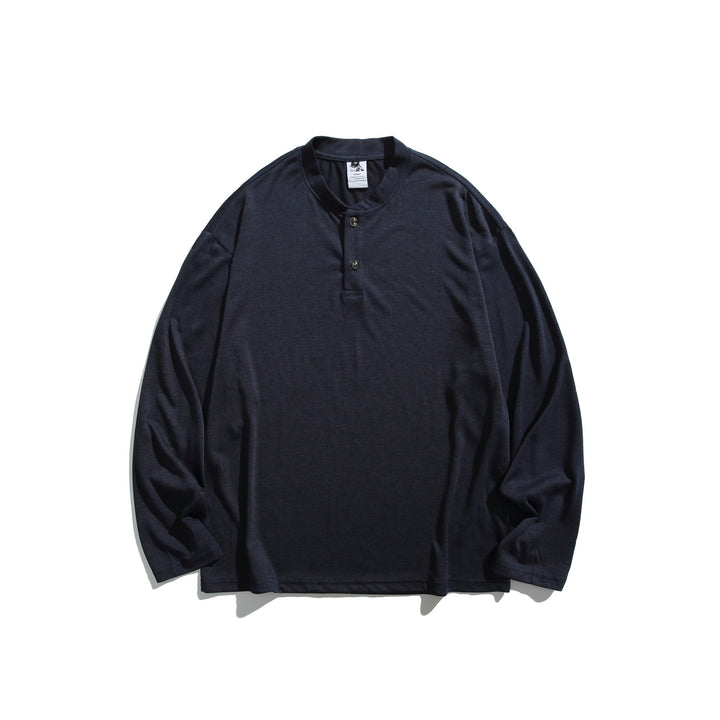 Unisex Long Sleeve Henley Shirt with Short Button Placket and Relaxed Fit Mune Fashion