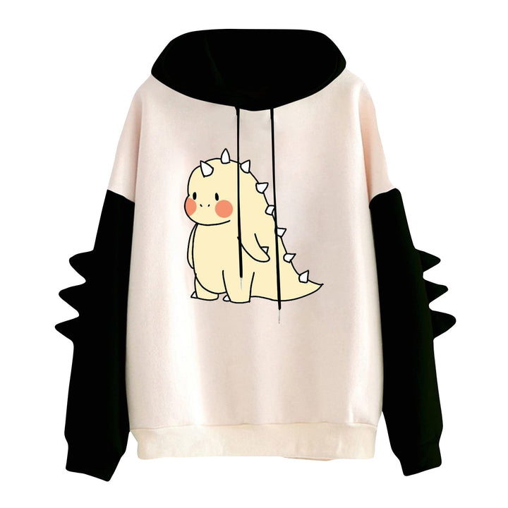 Women's hooded pullover with cute dinosaur print and three-dimensional sleeve details Mune Fashion