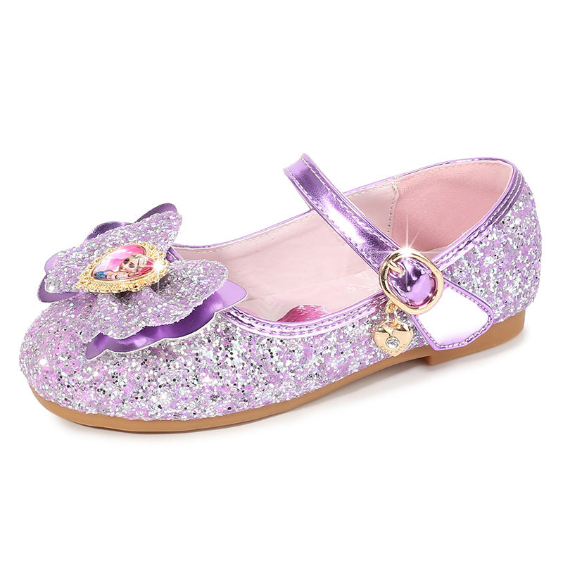 Girls Glittering Ballet Flats with Flower Decor Mune Fashion