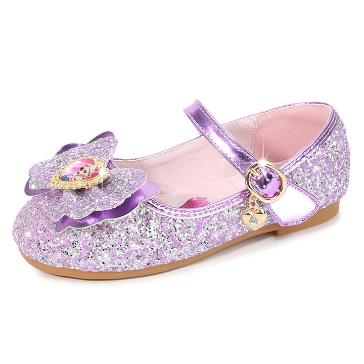 Girls Glittering Ballet Flats with Flower Decor Mune Fashion
