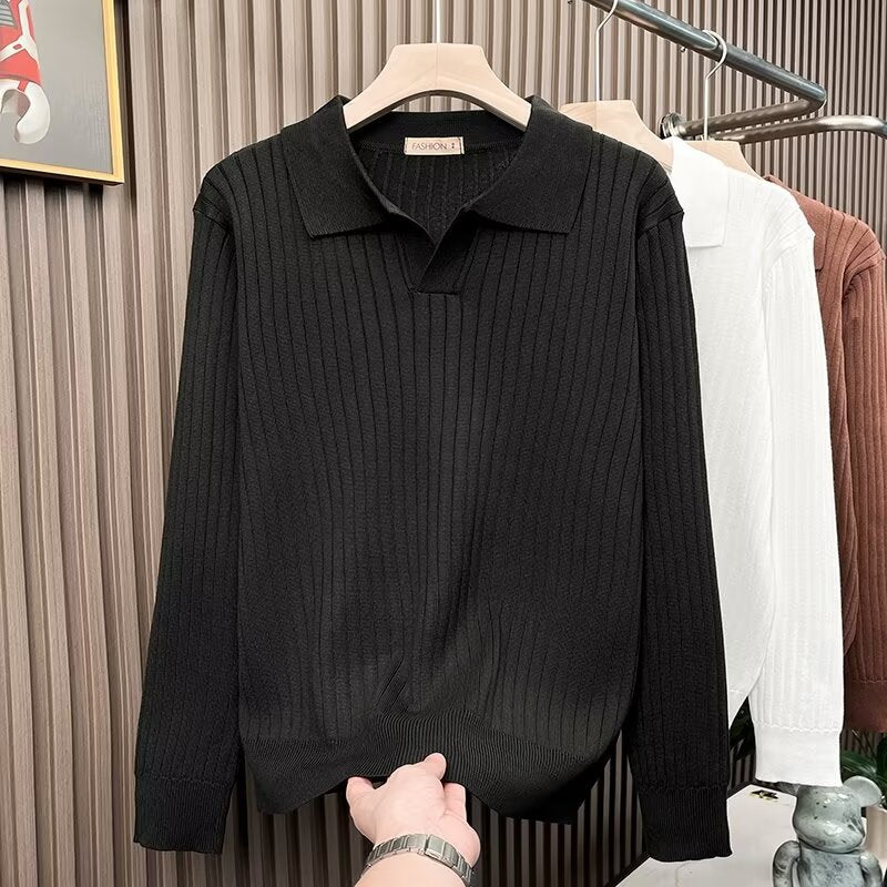 Men's Elegant Knit Polo with Textured Design Mune Fashion