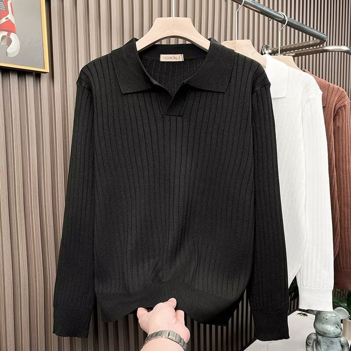 Men's Elegant Knit Polo with Textured Design Mune Fashion