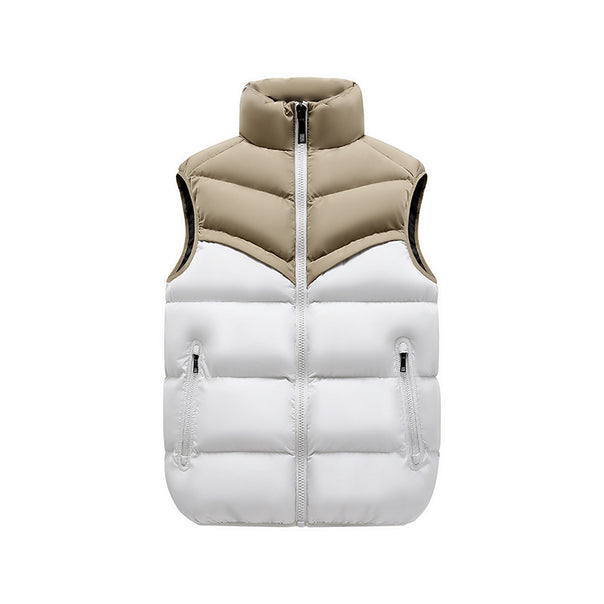 Men's thermal quilted vest with high stand-up collar, color block design & zipper pockets Mune Fashion