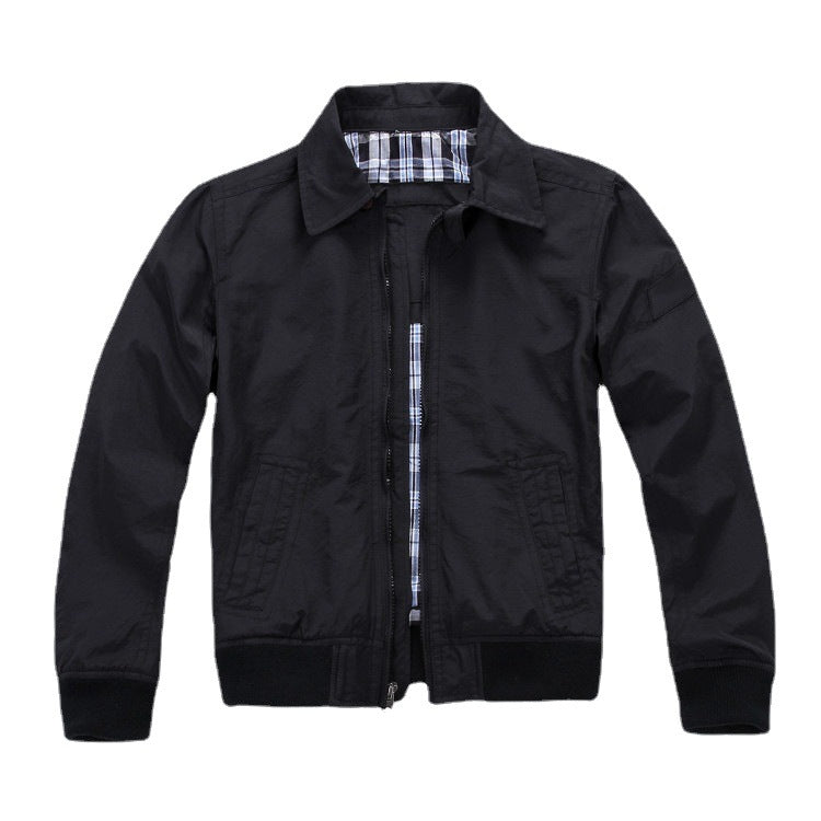 Men's Lightweight Bomber Jacket with Zipper and Checked Lining Mune Fashion