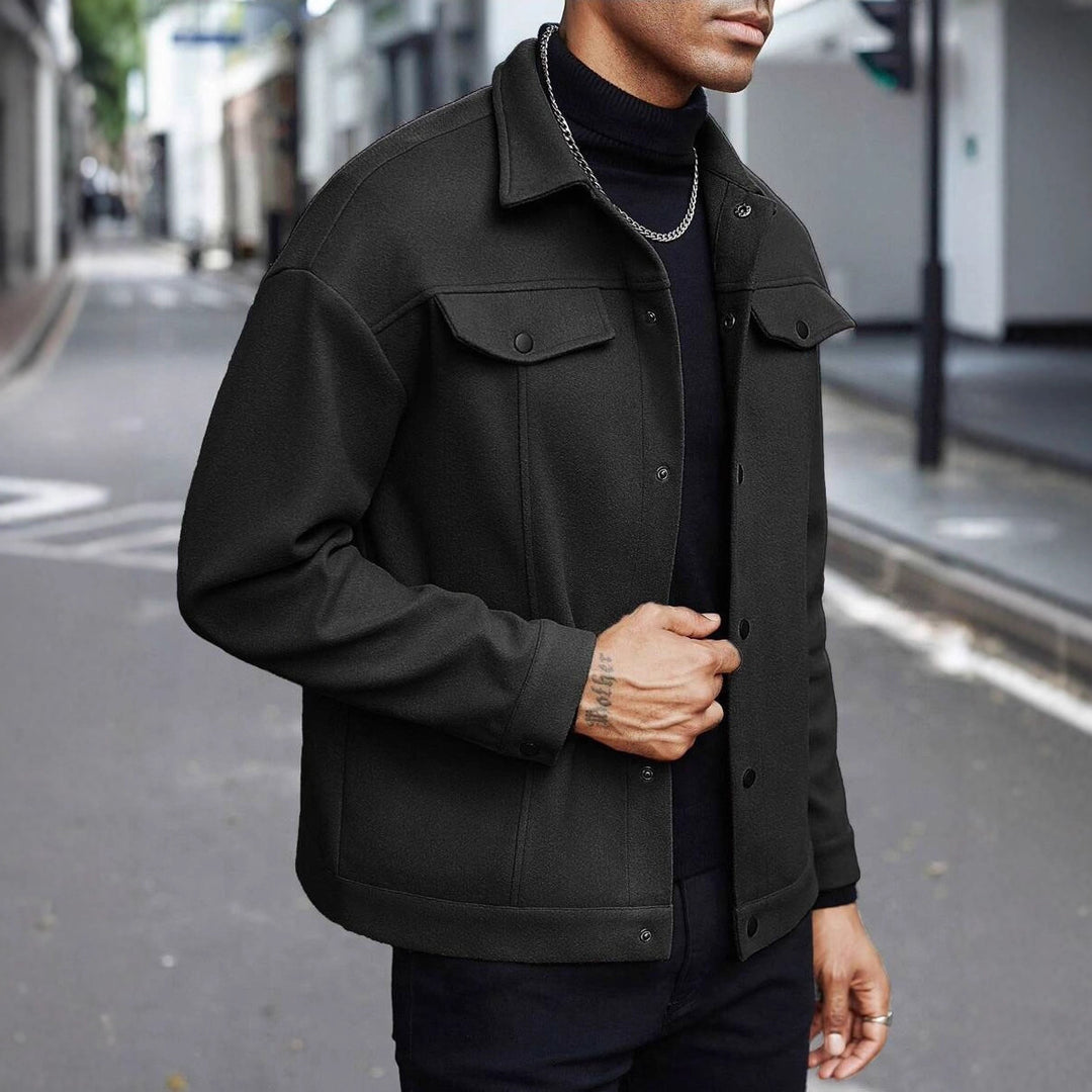 Men's wool look overshirt jacket in shacket style with chest pockets and button placket Mune Fashion