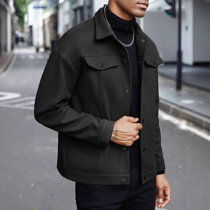 Men's wool look overshirt jacket in shacket style with chest pockets and button placket Mune Fashion