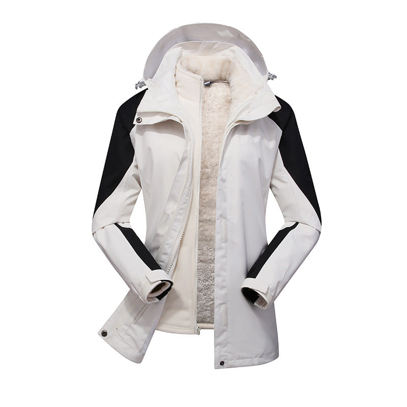 Ladies Modular Softshell Rain Jacket with Removable Fleece Inner Jacket and Adjustable Hood Mune Fashion
