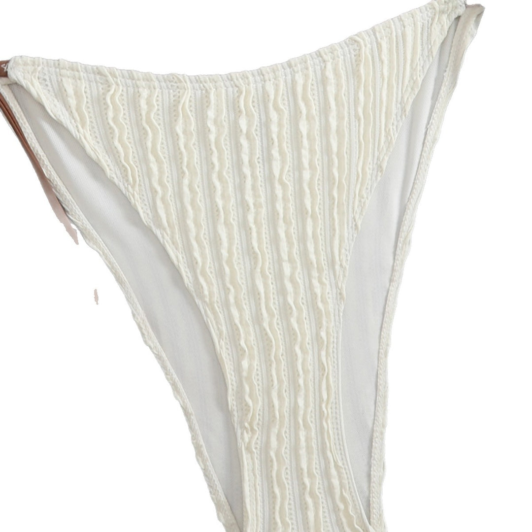Women's triangle bikini with fine ribbed texture and elegant tie straps Mune Fashion