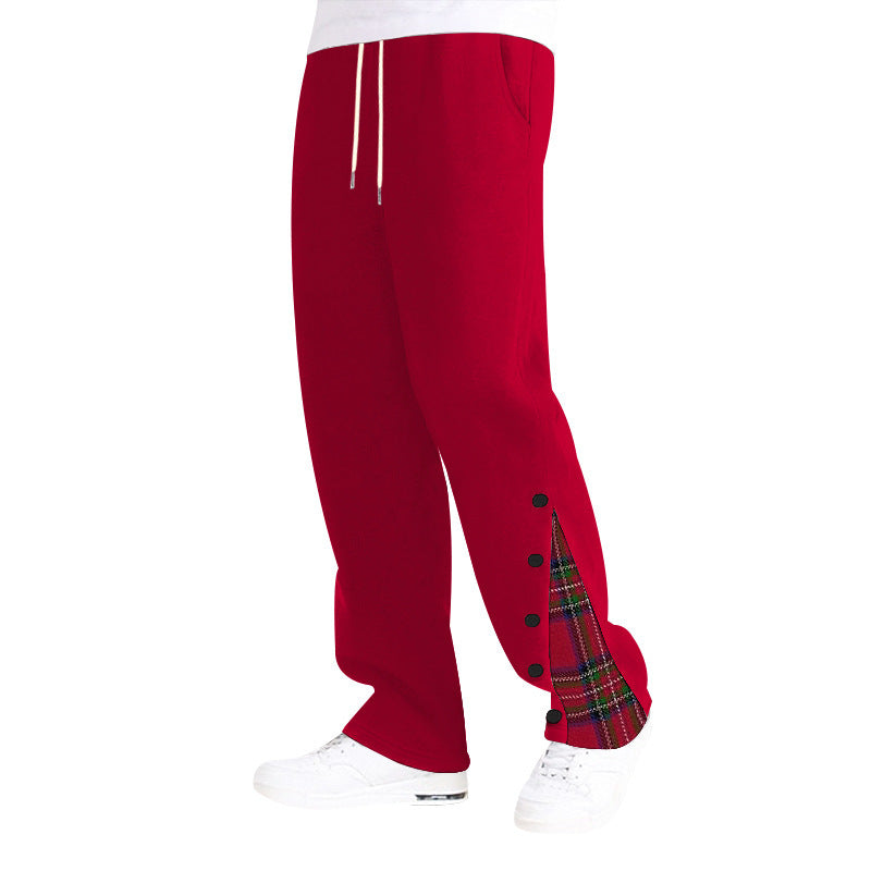 Unisex wide Relax joggers with side snap button placket and checkered insert Mune Fashion