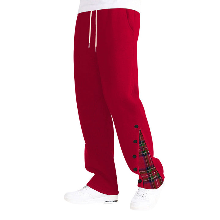 Unisex wide Relax joggers with side snap button placket and checkered insert Mune Fashion