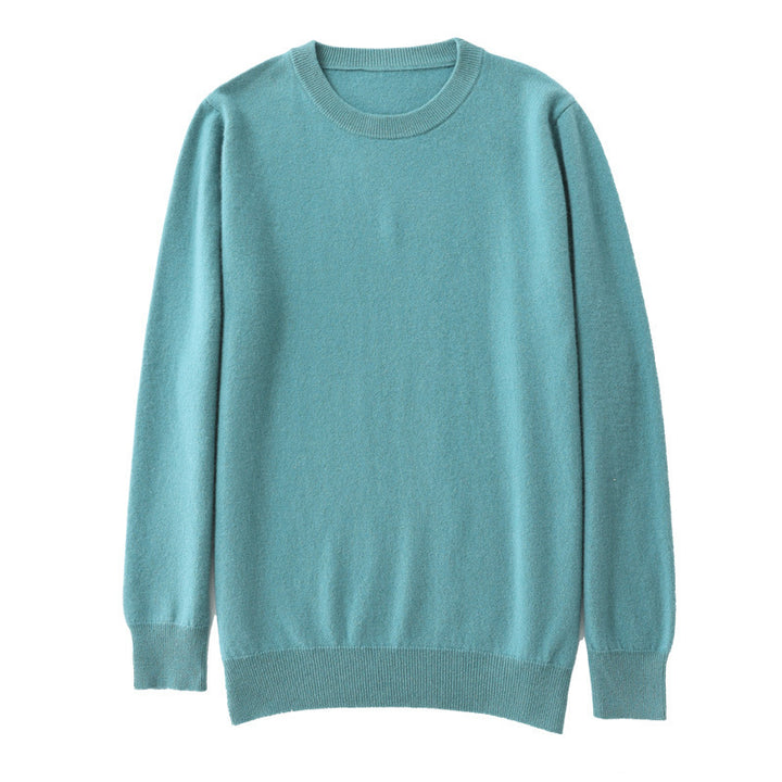 Men's Slim Fit Round Neck Sweater made of fine Cashmere Blend with subtle Rib Edge