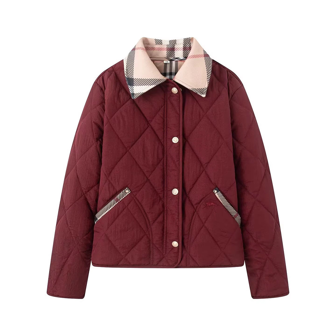 Women's quilted jacket with checked collar and pocket flap Mune Fashion