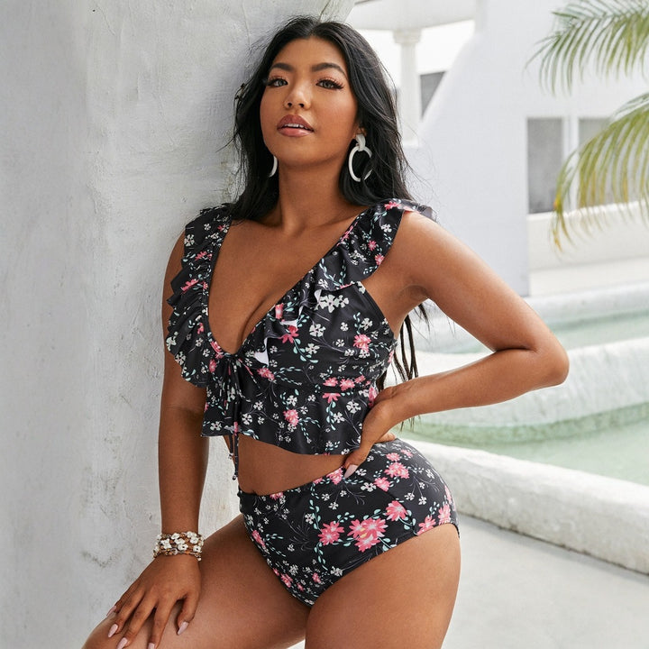 Women High-Waisted Bikini Set with Playful Ruffle Design Mune Fashion