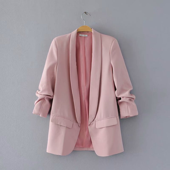 Ladies nan tailored blazer with shawl collar and three-quarter sleeves Mune Fashion