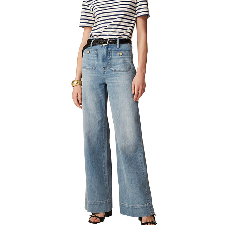 Women's nan High-Waist Wide-Leg Jeans with patch front pockets and wide leg Mune Fashion