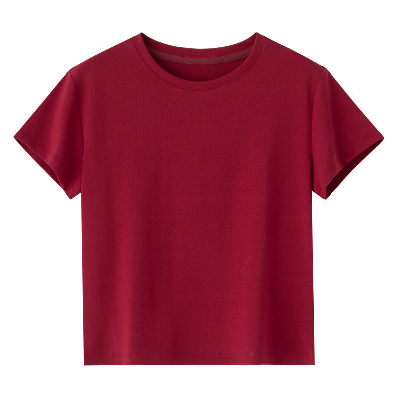Women Short-Cut Boxy T-Shirt made from soft cotton stretch with round neck Mune Fashion