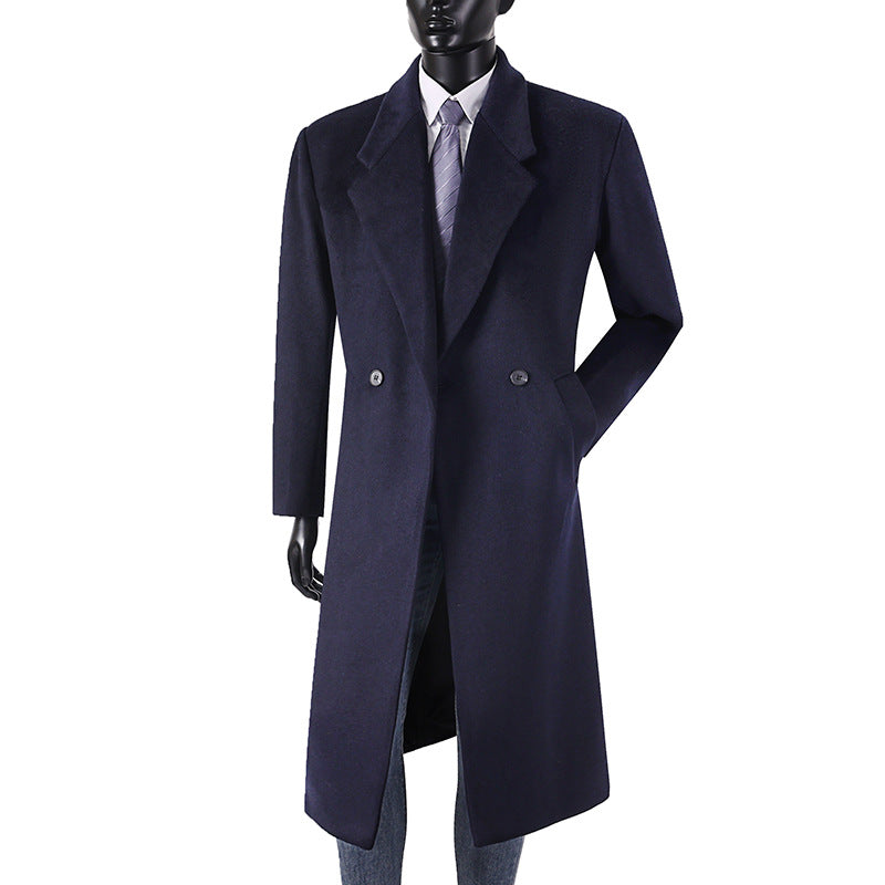 Men's Modern Long Coat made of wool blend with narrow lapels, slight waist suppression, and side patch pockets Mune Fashion