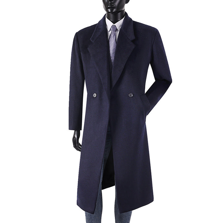 Men's Modern Long Coat made of wool blend with narrow lapels, slight waist suppression, and side patch pockets Mune Fashion