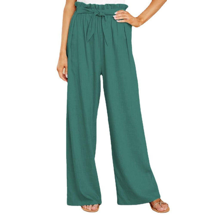 Women's linen pants with paperbag waistband and wide leg Mune Fashion