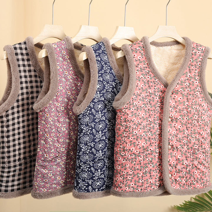 Ladies quilted thermal vest with teddy lining and button placket Mune Fashion