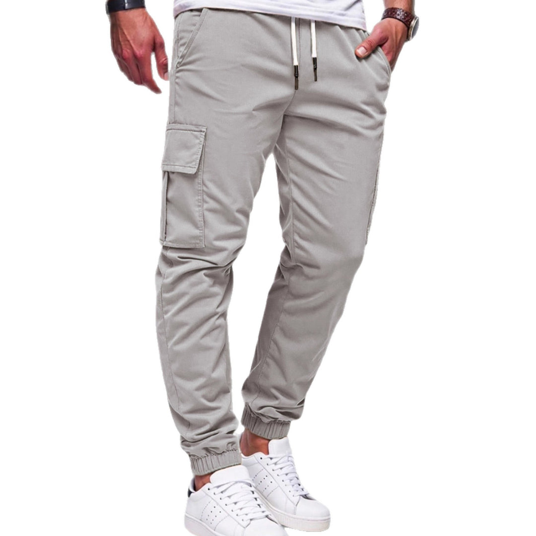 Men's Nan Tapered Leisure Cargo Pants with Flap Pockets, Drawstring Waist and Elastic Leg Openings Mune Fashion