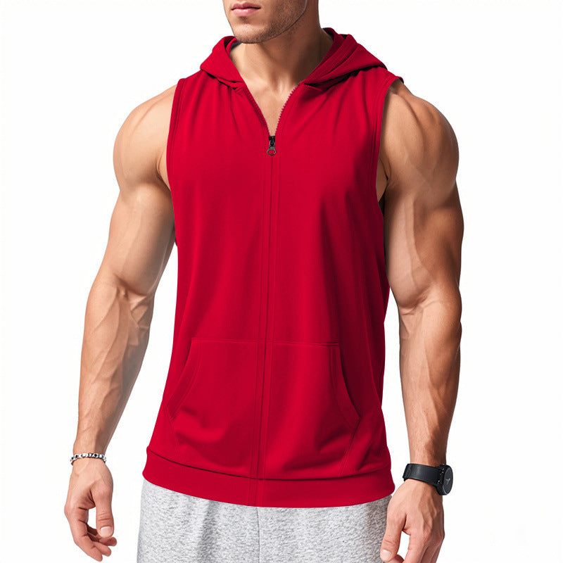 Men's functional fitness vest with hood, slim fit and kangaroo pocket Mune Fashion