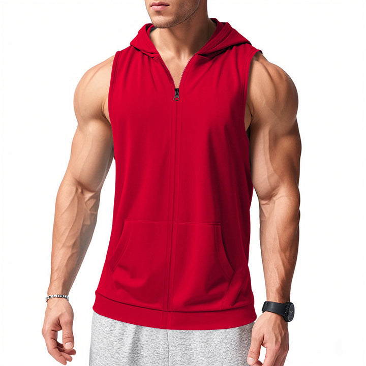 Men's functional fitness vest with hood, slim fit and kangaroo pocket Mune Fashion