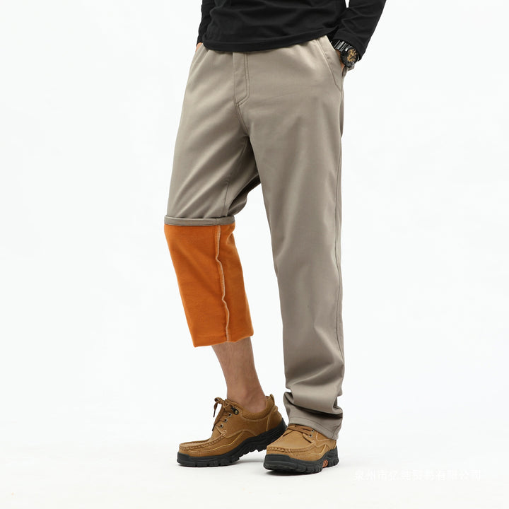 Men's Contrast-Lined Chino Jogger with Turned-Up Fleece Lining and Elastic Waistband Mune Fashion