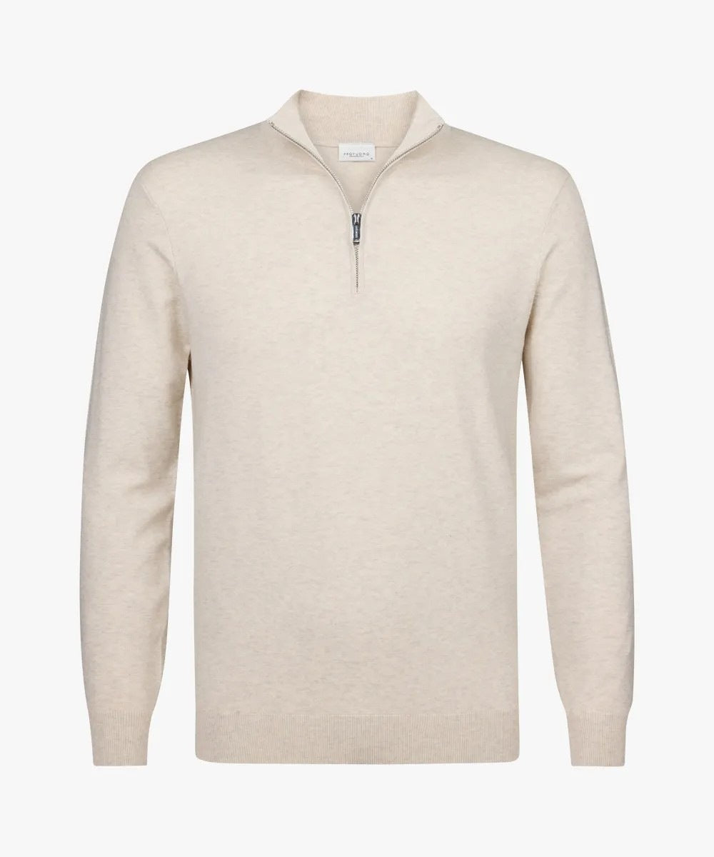 Men's fine Troyer with short zipper, ribbed hem and merino mix Mune Fashion