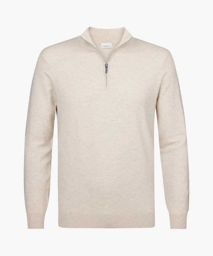 Men's fine Troyer with short zipper, ribbed hem and merino mix Mune Fashion