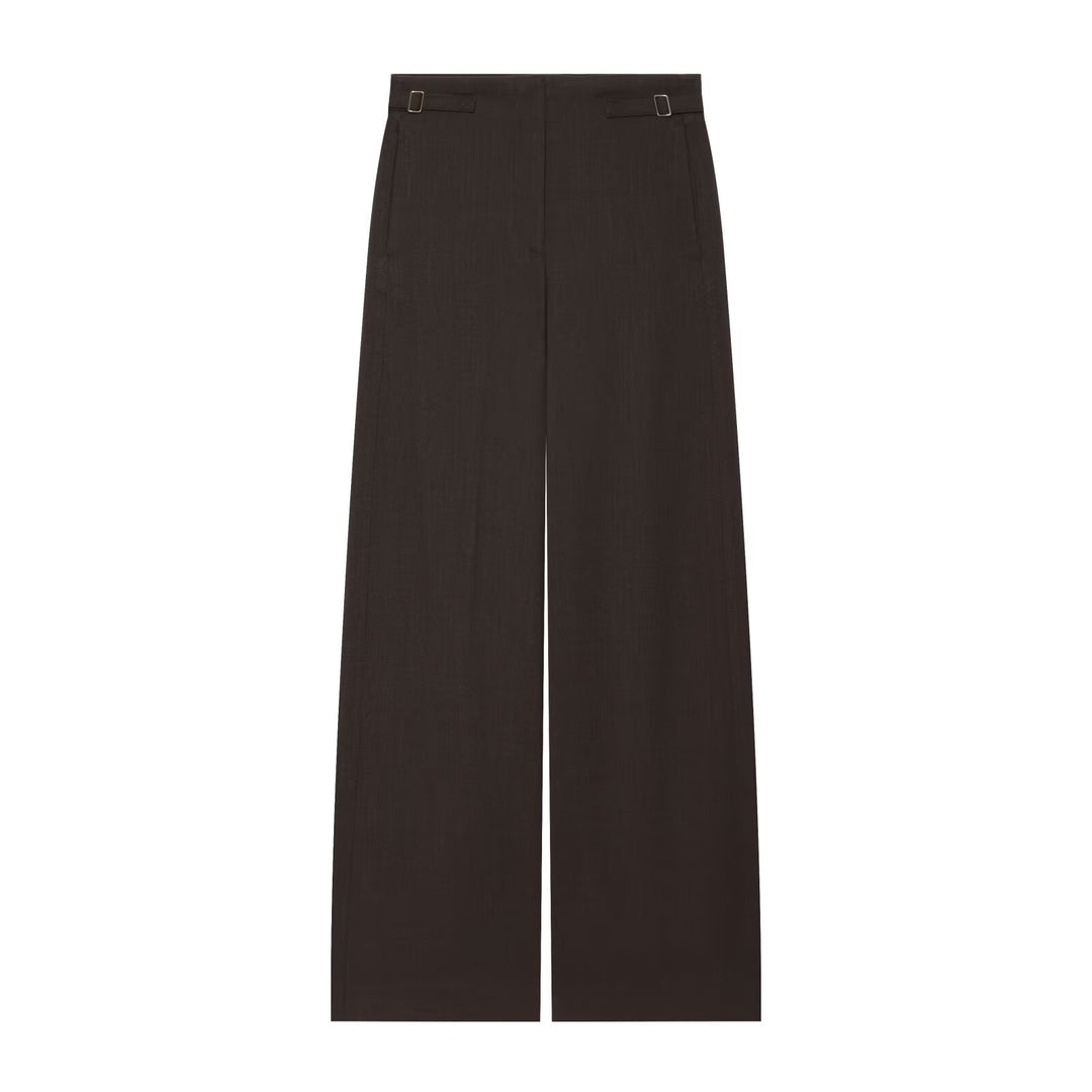 Women's Wide High Waist Culotte Pants with clear front seam and side waist straps Drune