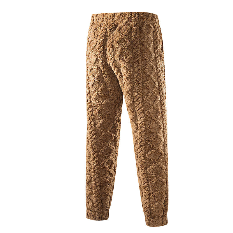 Men's Comfort Chunky Knit Jogging Pants with Cable Pattern, Elastic Waistband & Drawstring Mune Fashion