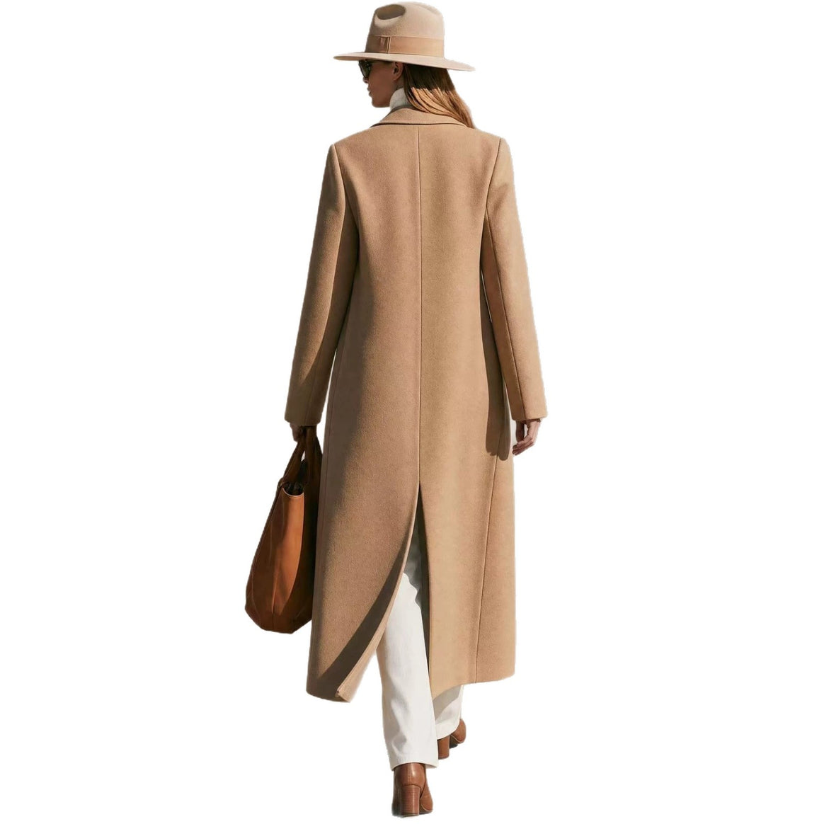 Women Longline Wool Coat with Wide Lapels and Tailored Fit Mune Fashion