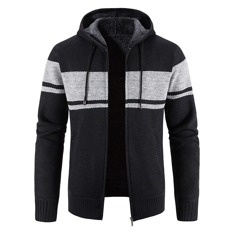 Men's padded knitted hoodie with teddy lining, full zipper and drawstring Mune Fashion