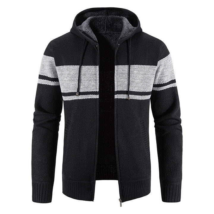 Men's padded knitted hoodie with teddy lining, full zipper and drawstring Mune Fashion