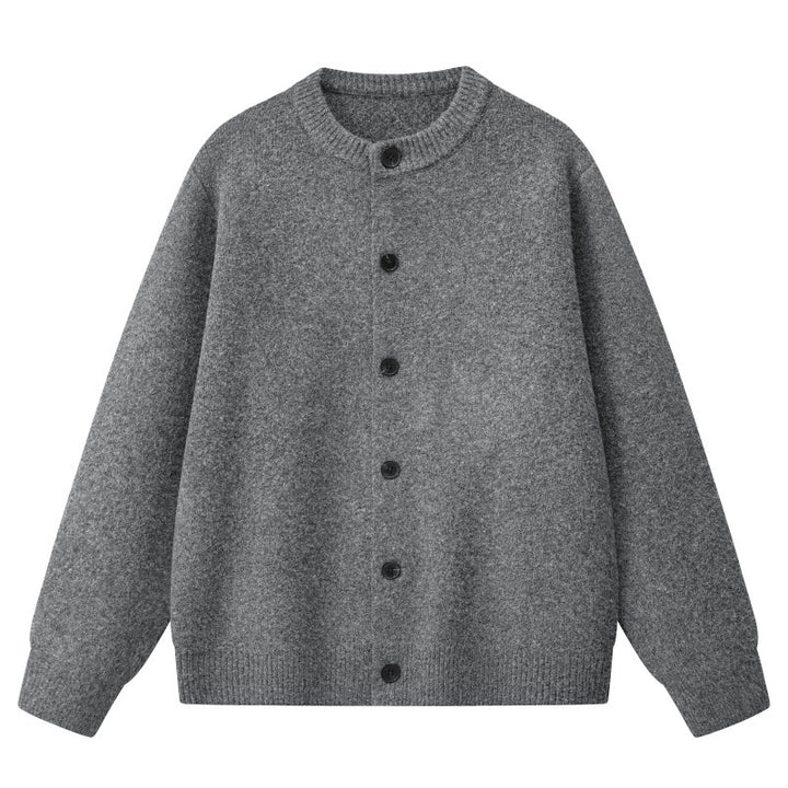 Women's Oversized Knit Jacket in Bomber Style with Round Neck, Ribbed Hem & Balloon Sleeves Mune Fashion