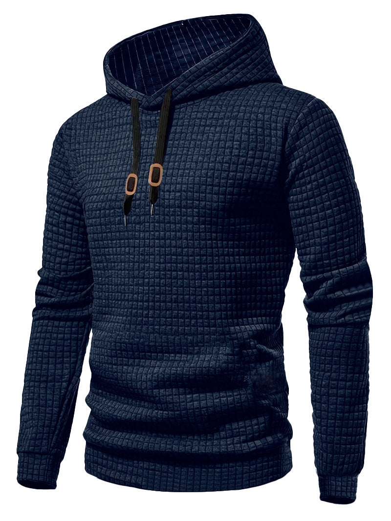 Men's quilted hoodie with rectangular quilting, drawstring and ribbed cuffs Mune Fashion