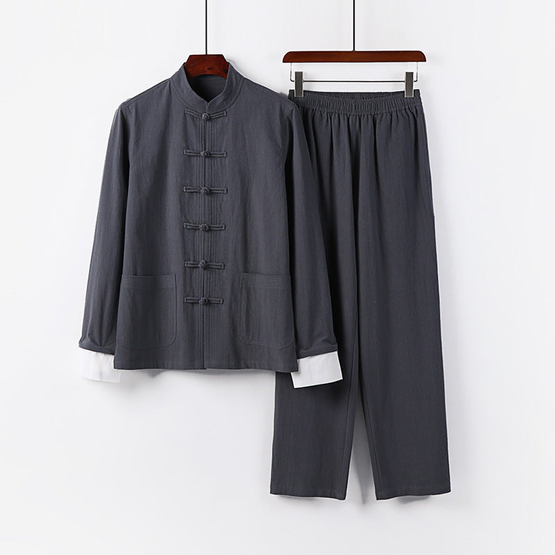 Men's Lightweight Tai Chi Set with Stand Collar and Knot Closures Mune Fashion