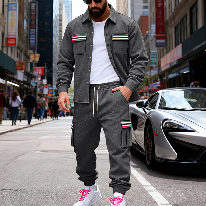 Men's Urban Two-Piece Utility Jogging Set with Overshirt and Cargo Pants Mune Fashion