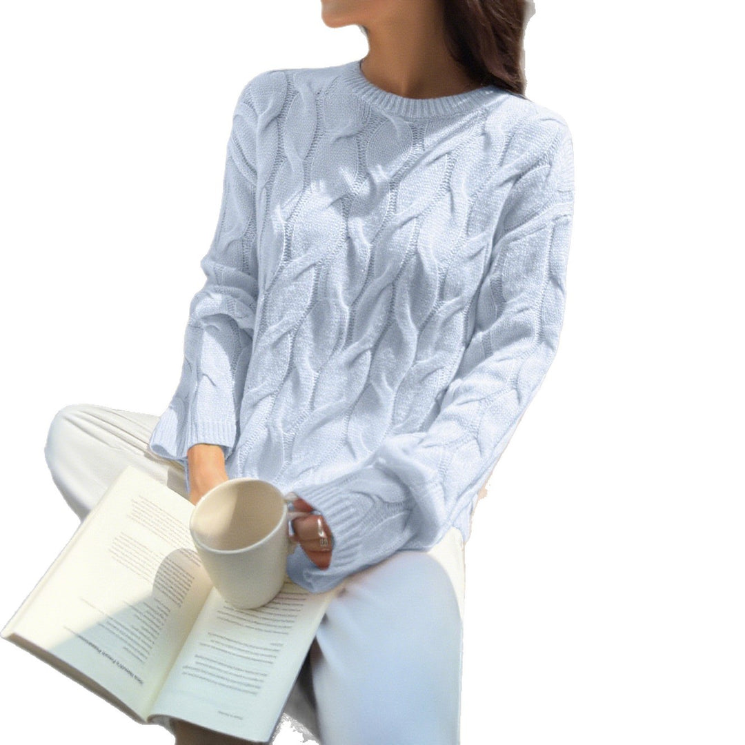 Women's oversized cable knit pullover with round neckline and soft drape Mune Fashion