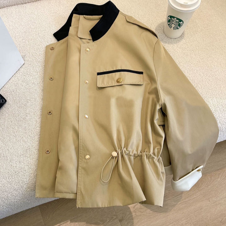 Women Fashionable Jacket with Zippable Front Mune Fashion