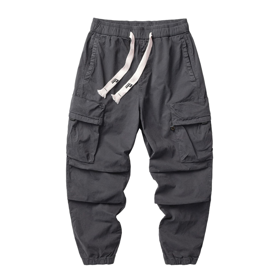 Herren Funktionelle Cargo-Joggerhose aus Baumwoll-Twill mit elastischem Tunnelzugbund und Klapp‑Utility‑Taschen Mune Fashion